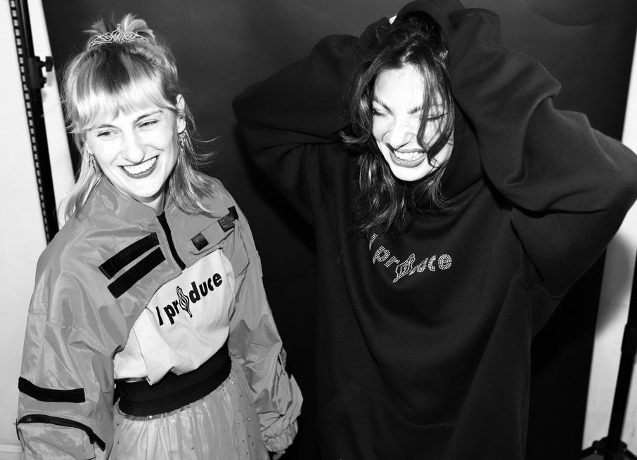 Luise Zücker X Yes I Produce Too – empowering statement shirt, printed in Berlin. White organic cotton with black print, XL one size unisex.